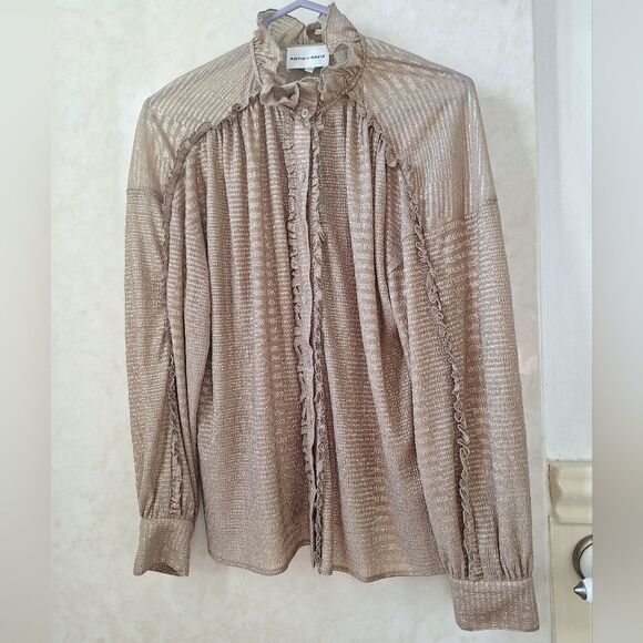 ANTIK BATIK L goldyone blouse, ruffle detail - Picture 2 of 12